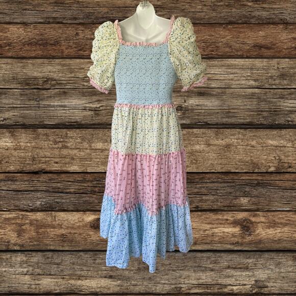 NWT Ivy City Co Emily Spring Patchwork Dress Milkmaid Cottagecore Size Medium - Picture 5 of 12